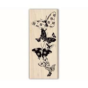  Butterfly Flock Wood Mounted Rubber Stamp