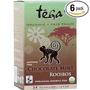 Tega Organic Chocolate Mint Rooibos, 24 Tea Bags, 1.69 Ounce (Pack of 