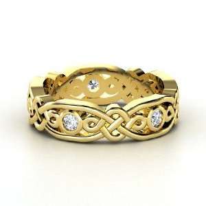  Brilliant Alhambra Band, 18K Yellow Gold Ring with Diamond 
