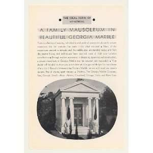 1930 Clay Family Mausoleum Georgia Marble Co Print Ad (45554)  