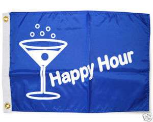 HAPPY HOUR MARTINI BOAT FLAG BLUE 12X18 NEW YACHT  