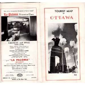  Tourist Map of Ottawa   Circa 1950   La Paloma Restaurant 