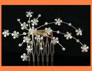 BLOSSOM JEWELRY CLEAR CRYSTAL HAIR COMB BRIDAL M125G  