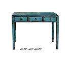 Rustic Blue Lacquer Narrow Legs Desk Table s1116