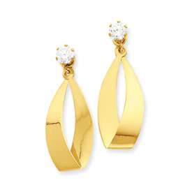 New 14k Gold Oval Dangle with CZ Stud Earring Jackets  