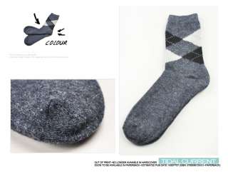 Hot Mens Christmas Socks Lattice Grid Pattern Winter Warm Wool Angora 