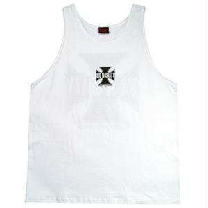  Mens, Tank Top, Iron Cross, White/Red, Large: Sports 