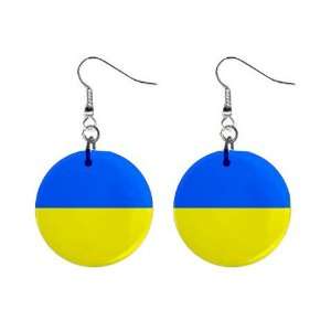 Ukraine Flag Button Earrings