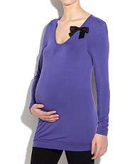   (Purple) Mama·licious Bow Neck Jersey Top  233958250  New Look