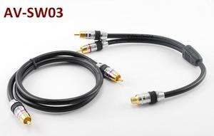 3ft Premium Grade RCA Male/Male Subwoofer Cable with RCA Y Spliter, AV 