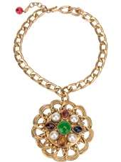 CHANEL VINTAGE   coloured bead pendant necklace