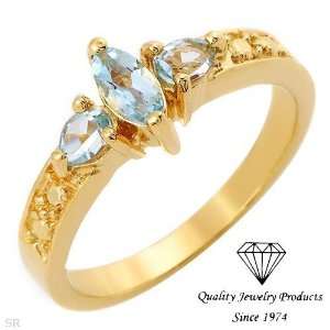 Stylish Three stone Ring With 0.75ctw Genuine Topazes Beautifully 
