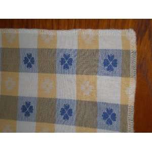  Blue Yellow and White Checkered Cotton Placemats, Set of 4 