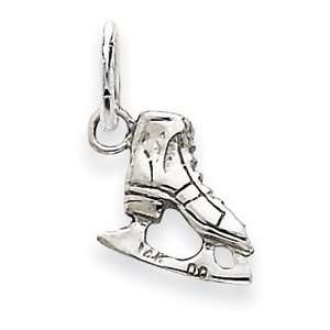   14k White Gold Solid Polished 3 Dimensional Ice Skate Pendant Jewelry