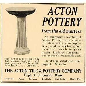   Pottery Company Bird Bath Italian   Original Print Ad