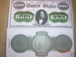 Replica $1000 1861 IBN US Paper Money Currency Copy  