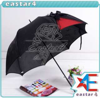 NEW Auto folding parasol sun umbrella w/lace black+red  