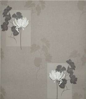Erismann Vinyl Tapete Grau Braun Weiß Blumen Design  