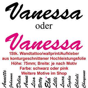 Vanessa Name Kinder Schriftzug Aufkleber sticker Tattoo Schreibschrift 