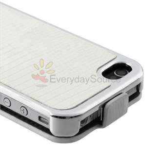 Deluxe Snake Flip Leather Chrome Case Cover Skin for Apple iPhone 4S 4 