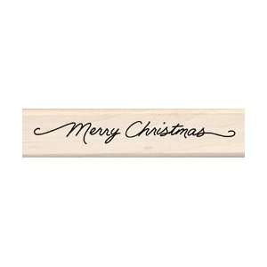   Wood Mounted Rubber Stamp   Merry Christmas Script Arts, Crafts