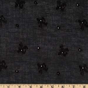  56 Wide Embroidered Batiste Bows Black Fabric By The 