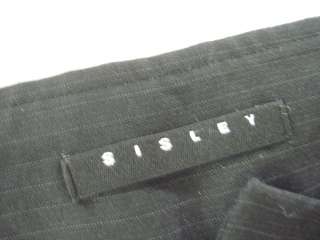 SISLEY Black Pin Stripe Cropped Pants Slacks Sz 44  