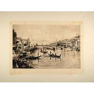  1893 Chicago Worlds Fair Gondolas Canal Photogravure 