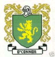 Coat of Arms OCONNOR Cross Stitch Chart Irish  