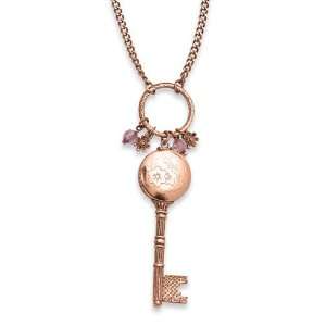   tone Pink Crystal Charms Key Locket 21in Necklace/Mixed Metal: Jewelry