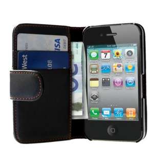 Leder Portemonnaie Schutzhülle Für Apple iPhone 4S 4 Tasche Mit 