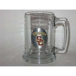  SOUTHERN CALIFORNIA USC TROJANS 15 ounce GLASS TANKARD MUG 