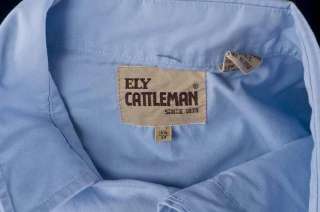 Ely Cattleman Blue Diamond Pearl Snap Western Shirt L  