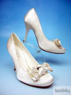 Damen Schuhe Pumps 9,5 cm Absatz Satin Textil Pink oder weiß  