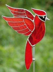 Stained Glass Cardinal Garden Stake  