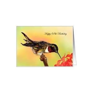  68 Years Old Hummingbird and Flowers Birthday Cards Card 