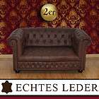   2er Sofa Ledersofa Leder 2 Sitzer Sofagarnitur Couch Antik Braun