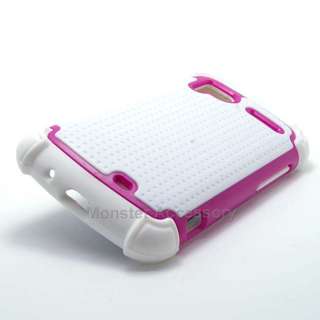 White Pink X Shield Dual Layer Hard Case Gel Cover for HTC Sensation 