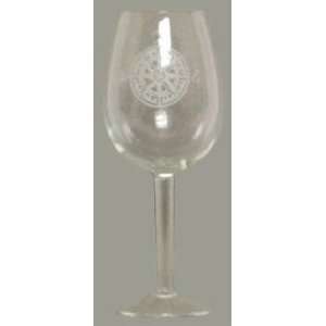  Individually Hand Etched Nautical Compass White Wine Glass 