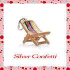 Sterling Silver COLORFUL STRIPED Lounging Chair BEACH OCEAN Charm or 