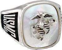   MOTHER OF PEARL RHODIUM MILITARY RING SIZE 8 9 10 11 12 13  