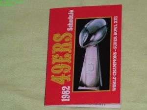 1982 S.F. Forty Niners World Champs XVI Super Bowl Sked  