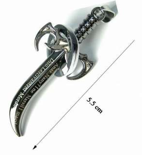 PS39 STAINLESS STEEL RING ANCIENT BLADE SWORD DAGGER PENDANT CHAIN 