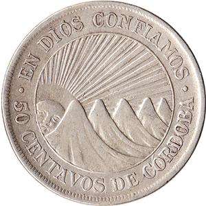 1912 (H) Nicaragua 50 Centavos Large Silver Coin KM#15 Rare Low 