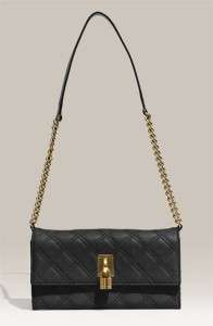   Lacquered BLACK Leather Quilting Ginger Shoulder Chain Bag Clutc