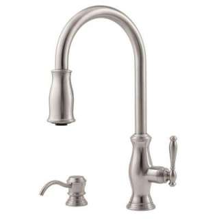 Hanover 1 Handle High Arc 2 or 4 Hole Pull Down Sprayer Kitchen Faucet 