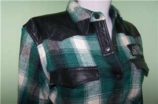 Vintage easy rider biker leather & flannel shirt L  
