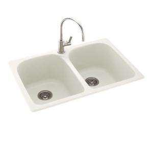   Dual Mount Composite33x22x10 1 Hole Double Bowl Kitchen Sink in Bisque