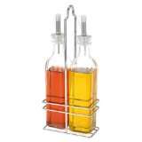 Menage Essig Öl Ölspender Essigspender aus Glas + Chrom Gestell