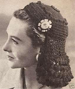 Vintage Crochet Cleopatra Egyptian Snood Hat Pattern  